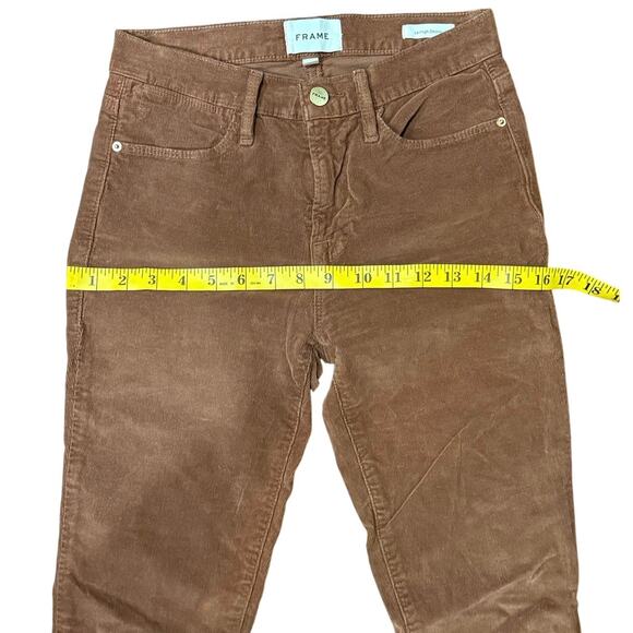 FRAME Denim Brown Velvet High Waist Skinny Pants Sz 26 Designer Luxury - Picture 6 of 14